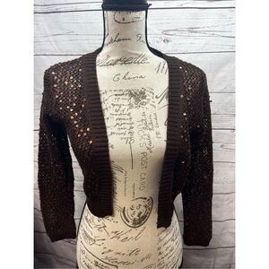 It’s Our Time medium brown short sweater with sequins -‎ 2213